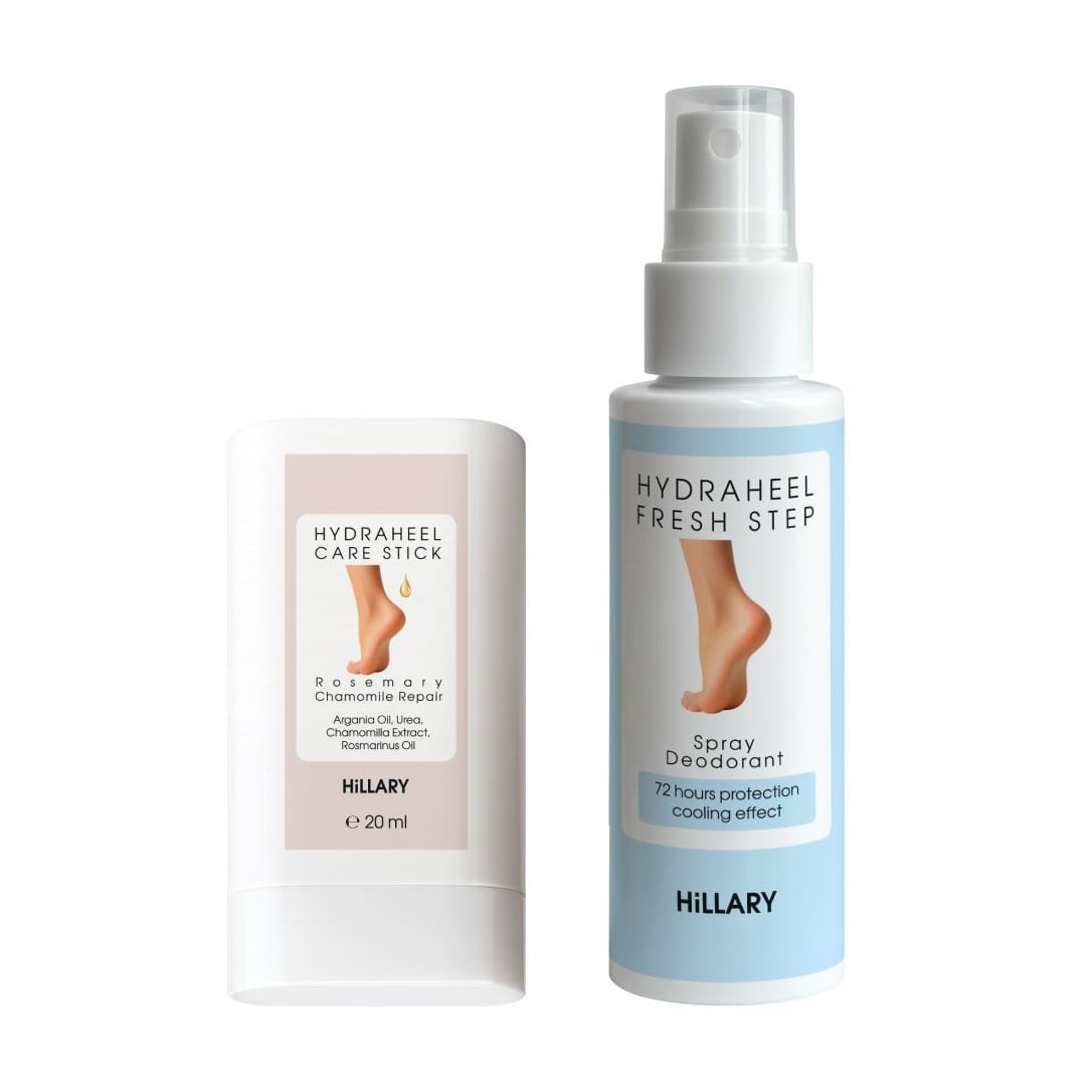 Набір Hillary Heel Repair &amp; Foot Freshness Set з розмарином та ромашкою (спрей-дезодорант для ніг, 100 мл + стік для п'ят, 20 мл)